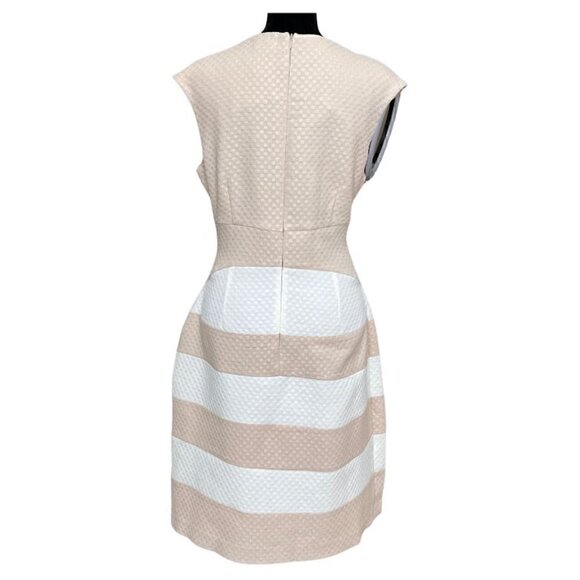 Gabby Skye Tan and White Striped Full Skirt Dress (Womens 10) - Picture 5 of 9